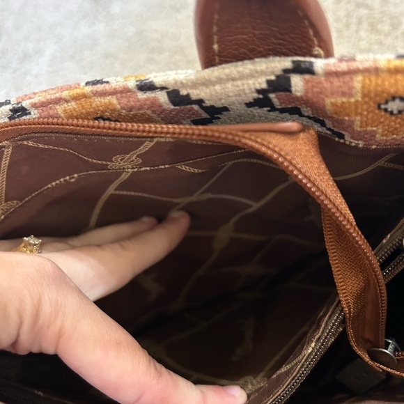 Wrangler Aztec Tote Bag Women's Boho Shoulder Purse Western Handbag Brown Canvas - Picture 12 of 13